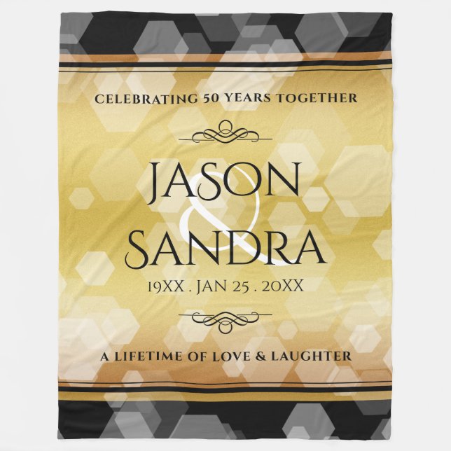 Couverture Polaire Élégant 50e anniversaire de Mariage d'or (Devant)