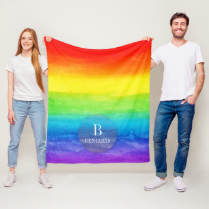 Couverture Polaire Elégant arc-en-ciel Aquarelle Vibrant Personnalisé