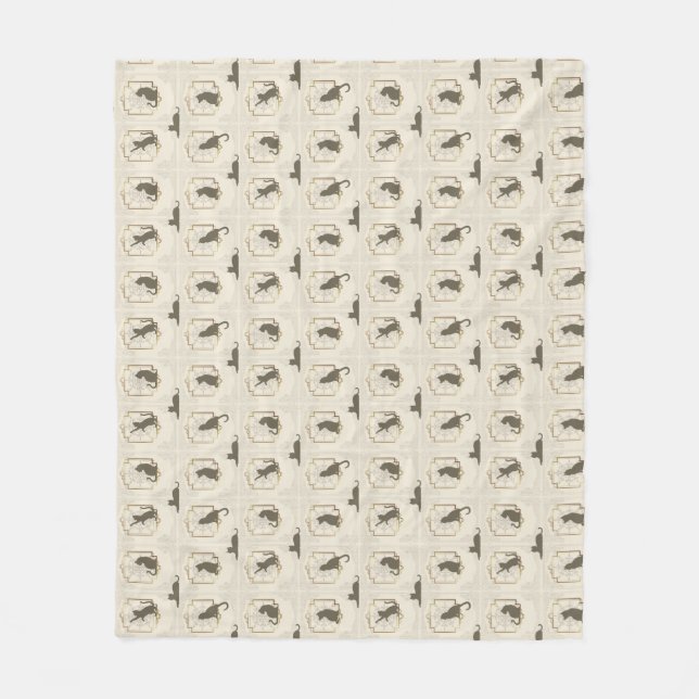 Couverture Polaire Elegant Art Deco Cats - Beige (Devant)