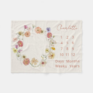 Couverture Polaire Elégant bébé Jalon de pierre Floral Wreath Aquarel