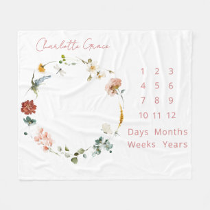 Couverture Polaire Élégant bébé Jalon rose Aquarelle Floral