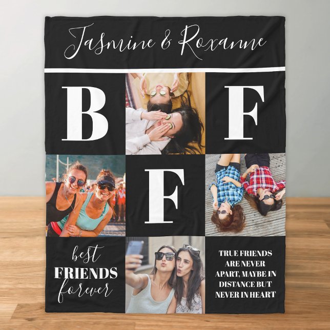 Couverture Polaire Élégant BFF Besties Photo Collage (Créateur téléchargé)