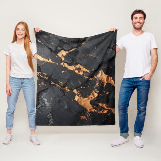 Couverture Polaire Elegant Black Marble with Gold Veins Modern Art