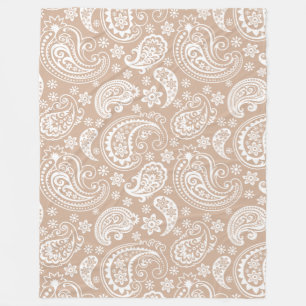 Couverture Polaire Elégant blanc & Tan Vintage Motif Paisley