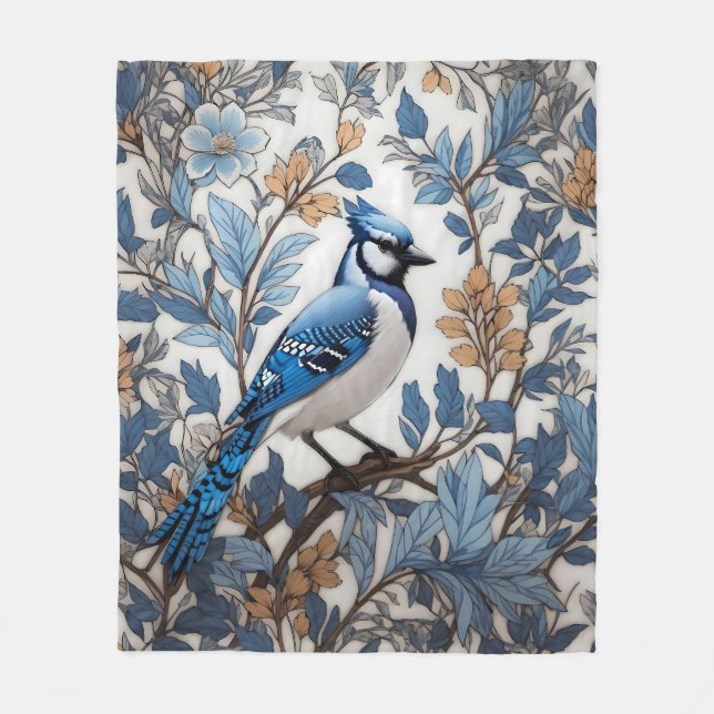 Couverture Polaire Elégant Blue Jay William Morris inspiré (Devant)