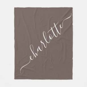 Couverture Polaire Elégant Café Brown Nom du script Personnalisé
