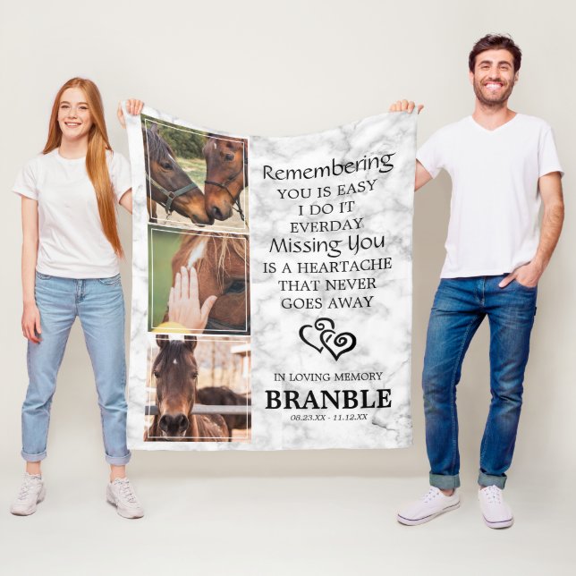 Couverture Polaire Elégant Chic Horse Memorial Photo Collage (En situation)
