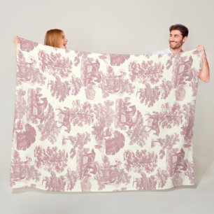 Couverture Polaire Elégant Chic Rose Rustique Horses Toile
