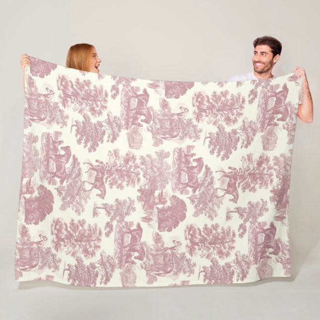 Couverture Polaire Elégant Chic Rose Rustique Horses Toile (En situation)