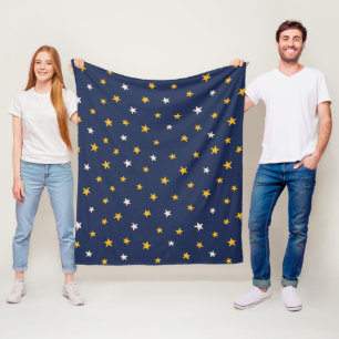 Couverture Polaire Elégant ciel bleu étoiles blanches et jaunes