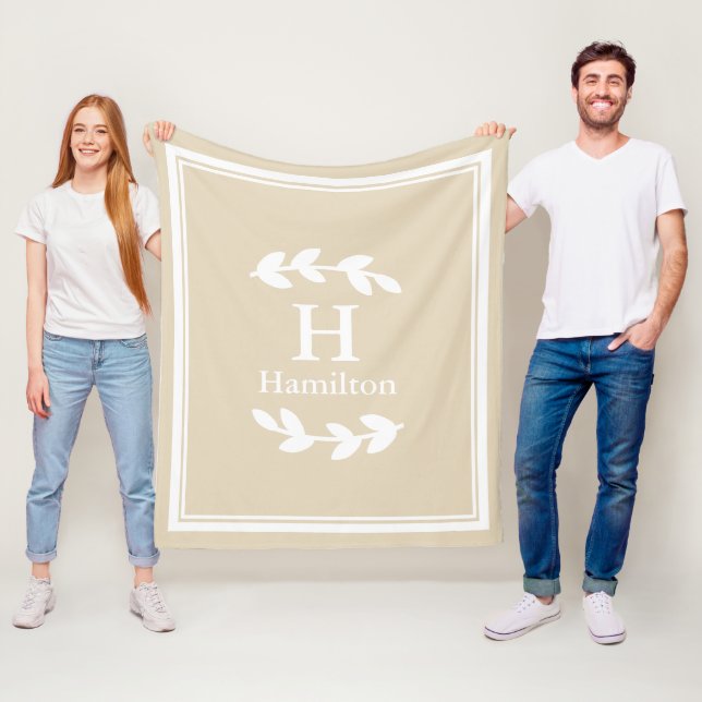 Couverture Polaire Elégant Classy Neutral Laurels Blanc Double Cadre (En situation)