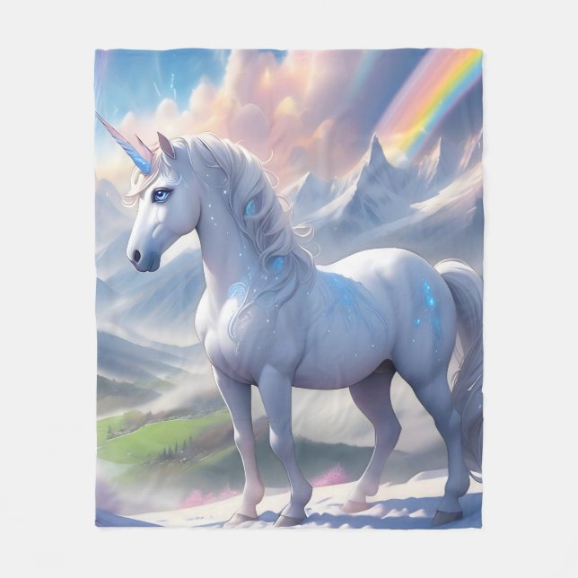 Couverture Polaire Elégant conte de Fairytale Unicorn dans un Imagina (Devant)