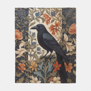 Couverture Polaire Elégant corbeau noir William Morris Inspiré Floral