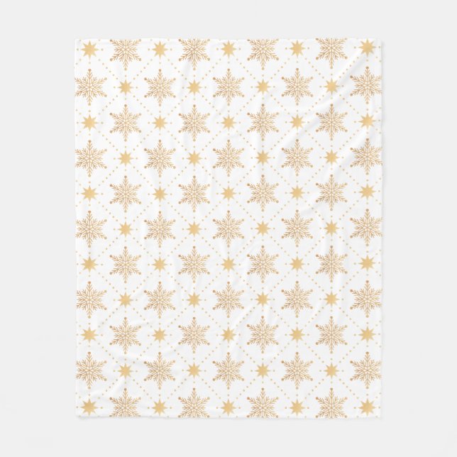 Couverture Polaire Élégant Faux Gold Snowflakes Noël Patttern (Devant)