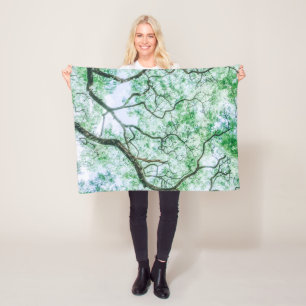 Couverture Polaire Élégant Feuilles Éffrayants & Branches Blanche pol