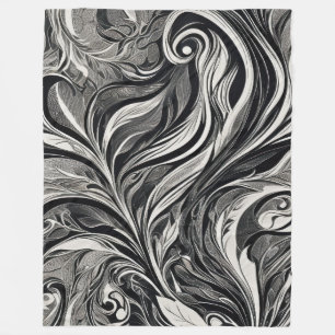 Couverture Polaire Élégant - Flux Abstrait Noir et Blanc