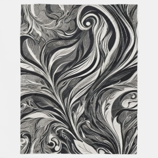 Couverture Polaire Élégant - Flux abstrait noir et blanc