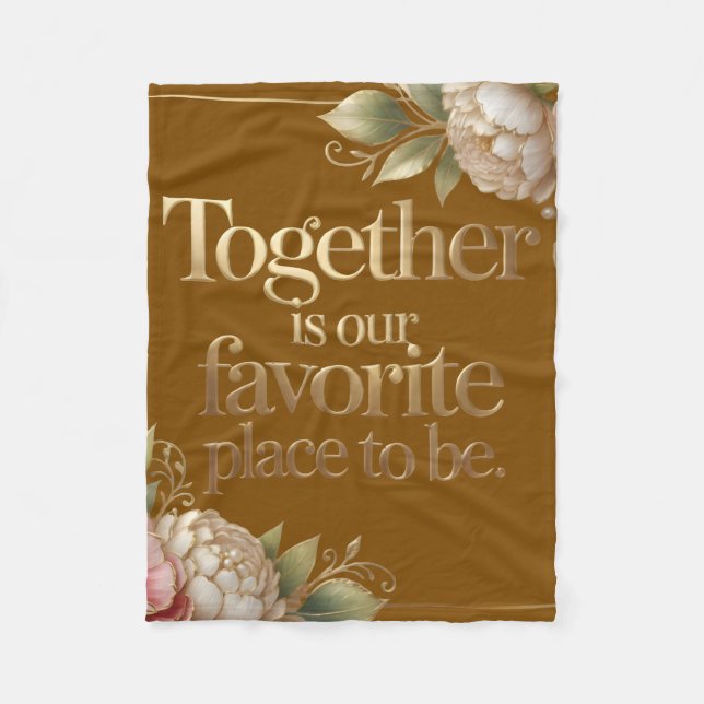 Couverture Polaire Elegant Gold Floral Typography (Devant)