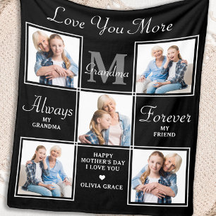 Couverture Polaire Elégant GRANDMA 5 Photo Collage Monogramme Poème F
