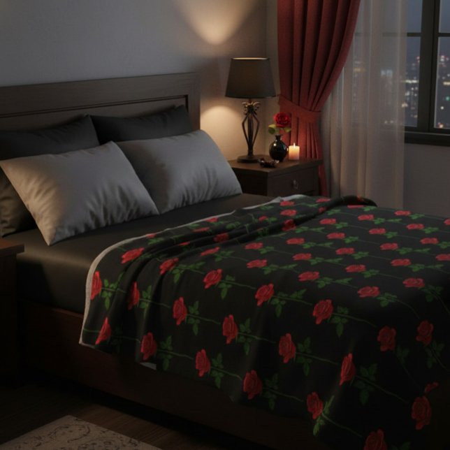 Couverture Polaire Elegant Hand-Drawn Rose Throw Blanket (Créateur téléchargé)