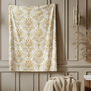 Couverture Polaire Elégant ivoire Damask Hornate Motifs