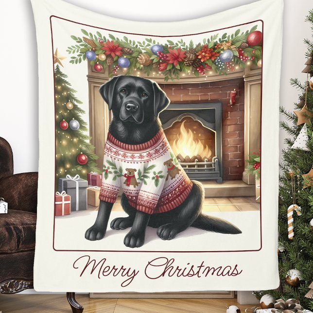 Couverture Polaire Élégant Labrador Retriever Chien Joyeux Noël (Créateur téléchargé)