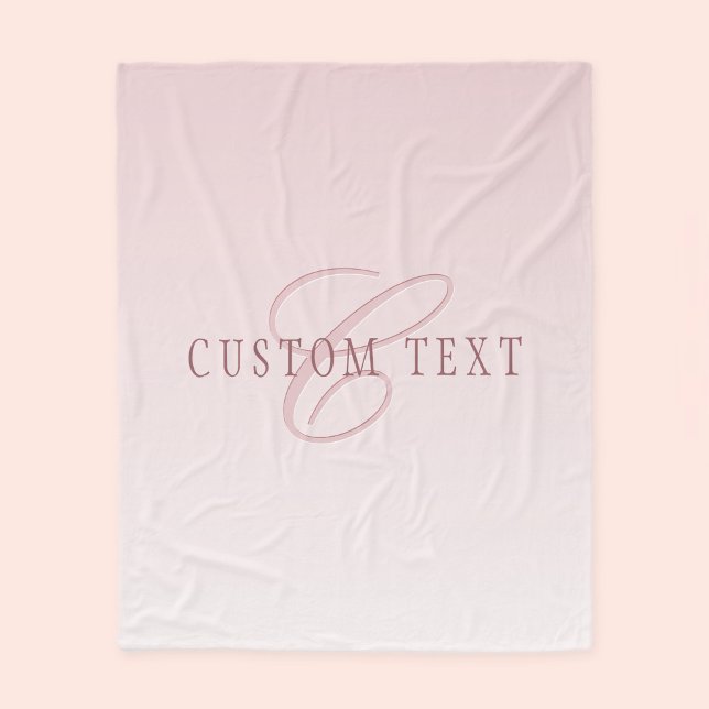 Couverture Polaire Élégant lettrage et monogramme | Rose Ombre (Créateur téléchargé)