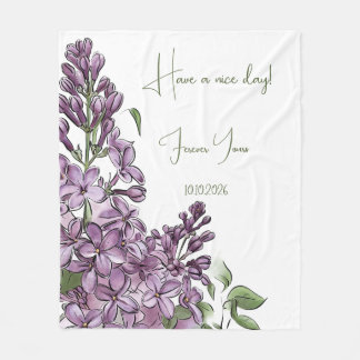 Couverture Polaire Élégant lilas violet botanique floral Fleece Cozy