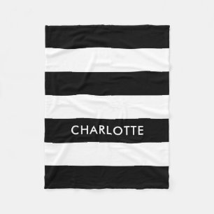 Couverture Polaire Elégant luxe personnalisé noir et blanc rayé