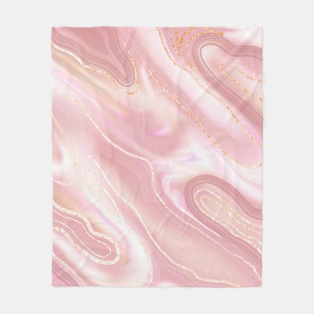 Couverture Polaire Elegant marble texture. Rose gold liquid shiny tex (Devant)