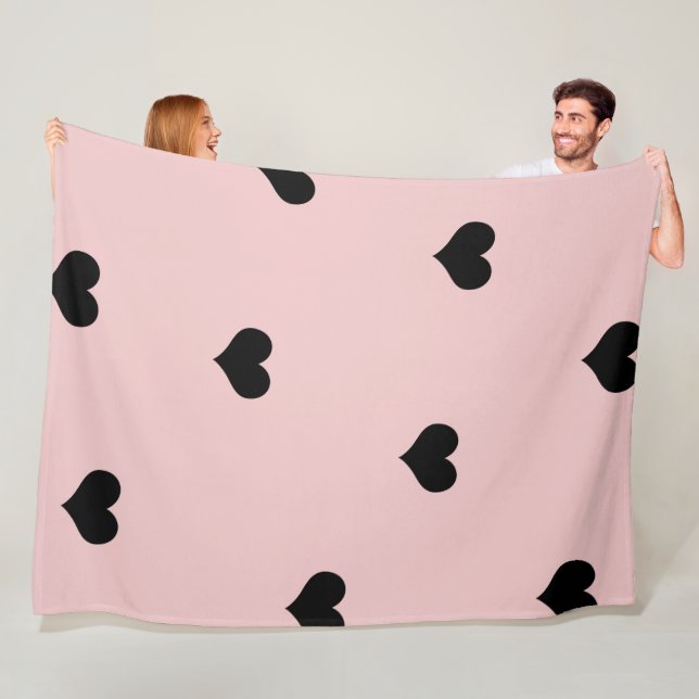 Couverture Polaire Élégant mignon motif à coeur noir et roux (En situation)
