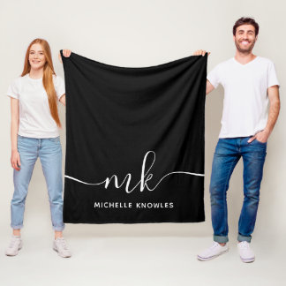 Couverture Polaire Élégant minimaliste élégant Monogramme et nom