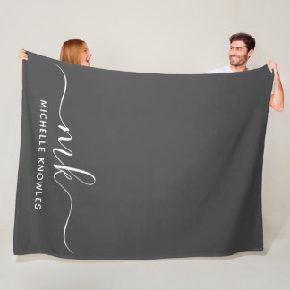 Couverture Polaire Élégant minimaliste élégant Monogramme et nom