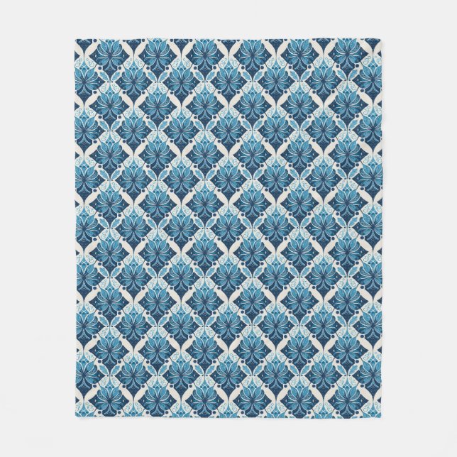 Couverture Polaire Élégant modèle floral Boho en bleu (Devant)