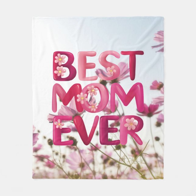 Couverture Polaire Élégant Moderne Meilleure Maman Floral Rose (Devant)