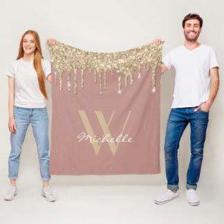Couverture Polaire Élégant Monogram Rose Gold Driving Parties scintil