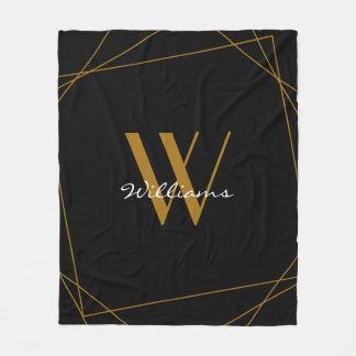 Couverture Polaire Élégant Monogramme d'or noir Nom géométrique Scrip