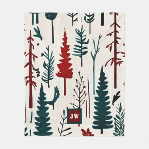 Couverture Polaire Élégant monogramme minimaliste de forêt Abstraite