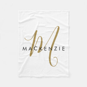 Couverture Polaire Élégant Monogramme moderne en or blanc