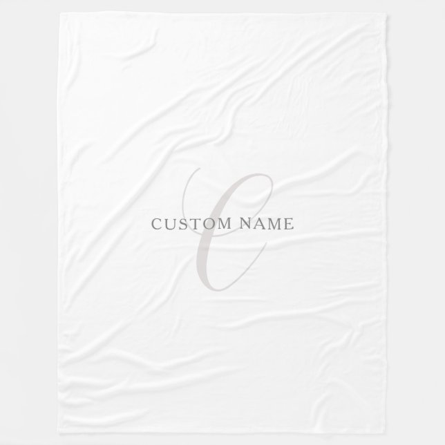 Couverture Polaire Élégant Monogramme moderne | Gris et blanc (modifi (Devant)