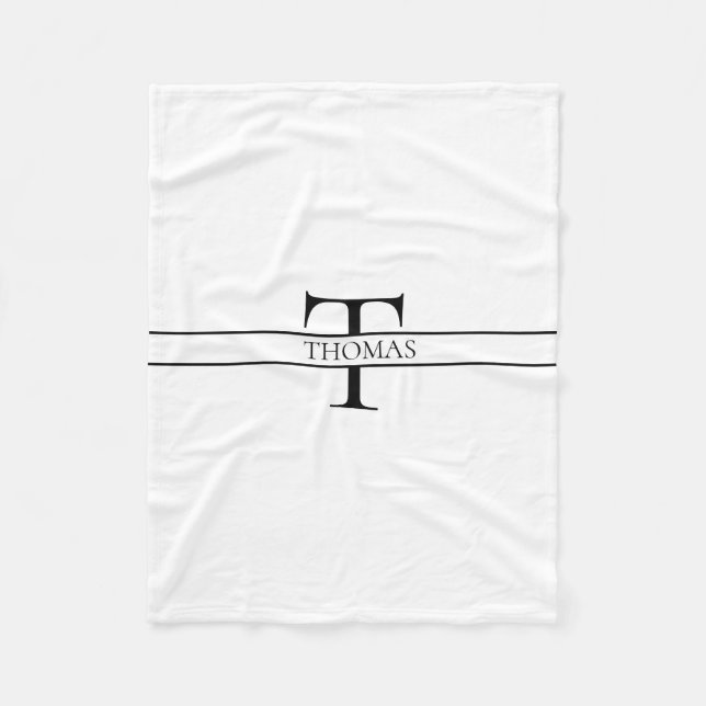 Couverture Polaire Élégant Monogramme Personnalisé Nom Personnalisé (Devant)