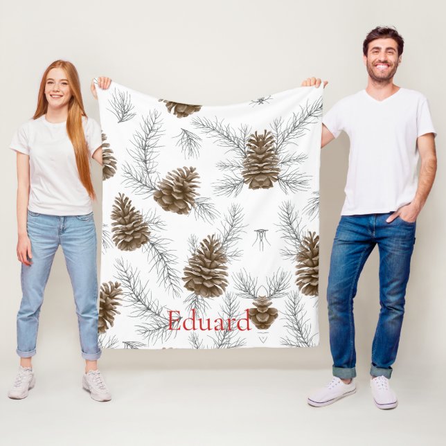 Couverture Polaire Élégant Monogramme Pinecone Vacances D'Hiver (En situation)