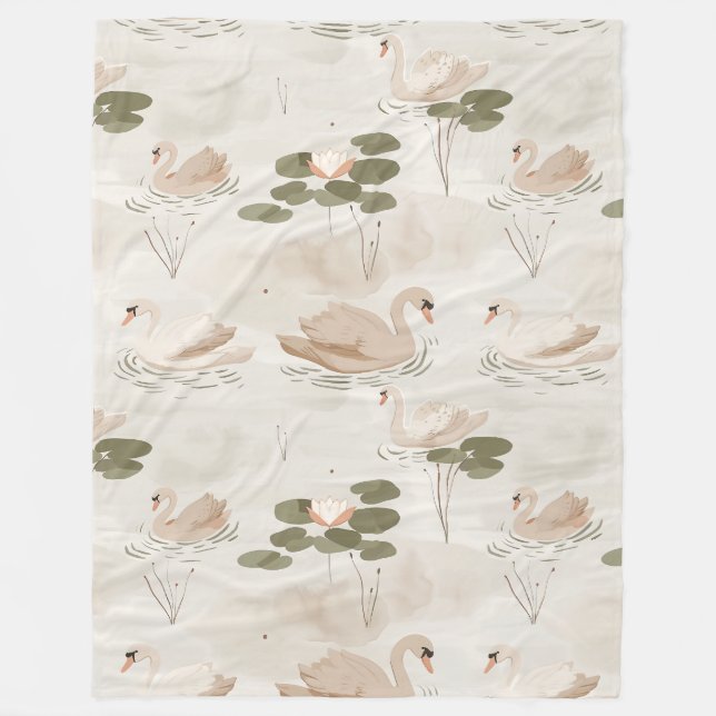 Couverture Polaire Élégant motif de cygne (Devant)