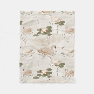 Couverture Polaire Élégant motif de cygne