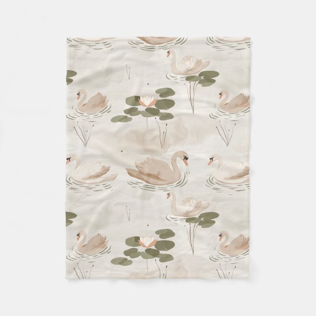 Couverture Polaire Élégant motif de cygne (Devant)