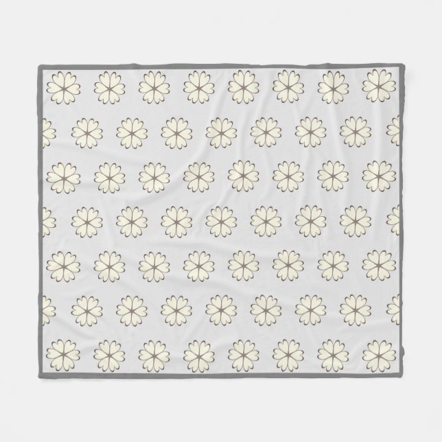 Couverture Polaire Élégant Motif de Fleur Coeur Argent (Devant (Horizontal))