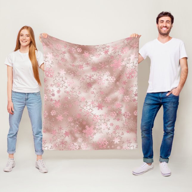 Couverture Polaire Élégant Motif de Noël vert rose (En situation)