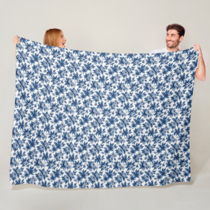 Couverture Polaire Elégant motif Floral bleu Peonies Vintages