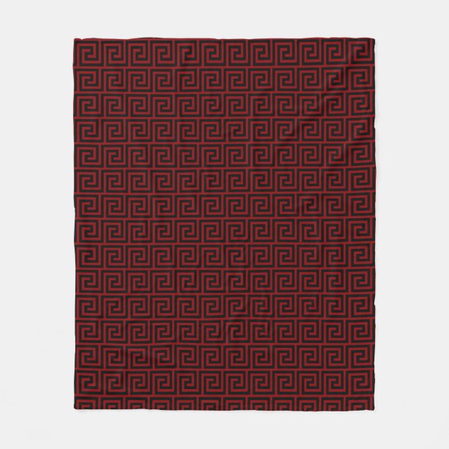 Couverture Polaire Élégant Motif grec Black & Maroon (Devant)