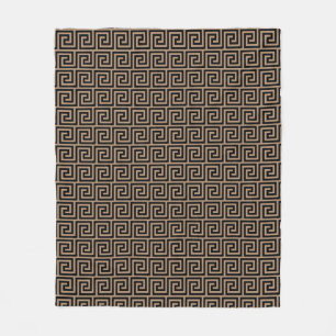 Couverture Polaire Élégant Motif grec noir et beige